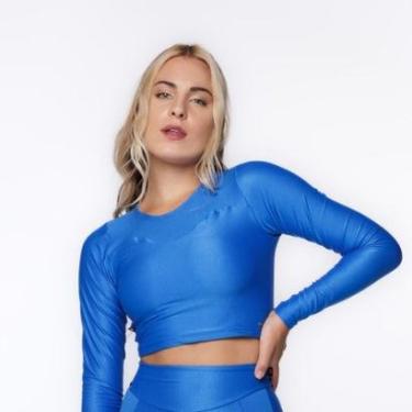 Imagem de Cropped Manga Longa Justo Feminino Poliamida Laminado Bojo-Feminino