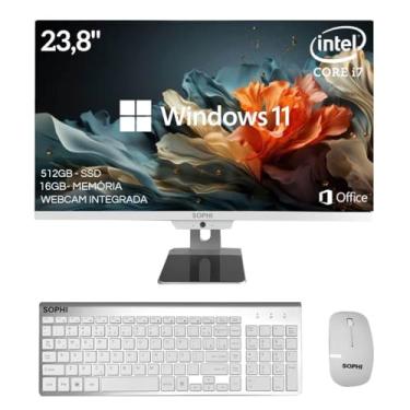 Imagem de Computador All in One Intel Core I7 Ssd 512gb 16Gb Ram Tela 23,8 Pol Full HD Windows 11 Kit Completo (Branco)
