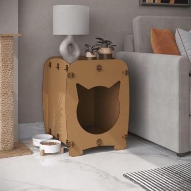 Imagem de Mesa De Cabeceira Casinha Pet Gato Cat MDF Natural - Mobiliar Home Sho