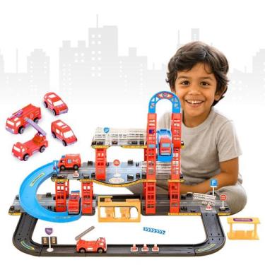Imagem de Pista De Carrinhos Bombeiros Brinquedo Infantil Corrida - ATENTU