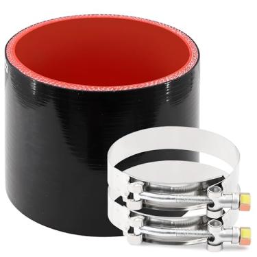 Imagem de Acoplador de desempenho de mangueira de silicone reto reforçado com 4 camadas de alta temperatura, comprimento 7,6 cm com 2 braçadeiras de parafuso em T, conexão de tubo turbo de alto nível adequado