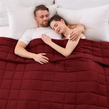 Imagem de Cobertor pesado tamanho king para adultos (11 kg, 203 x 221 cm, vermelho) cobertor pesado refrescante para dormir perfeito para 109-118 kg, cobertor respirável para adultos e casais todas as estações