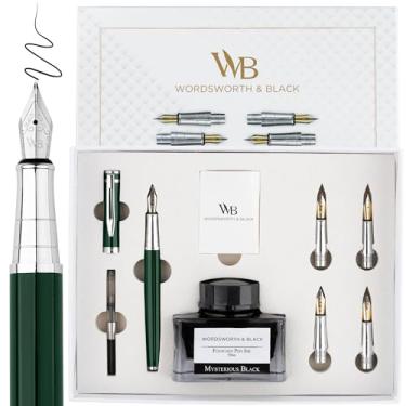 Imagem de Wordsworth & Black Conjunto de caneta-tinteiro para presente, inclui garrafa, 6 cartuchos, conversor de recarga, 4 pontas de substituição, pacote premium, diário, caligrafia, canetas de escrita suave