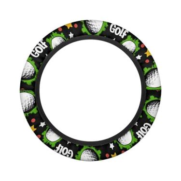 Imagem de Knextrepoy Capa de volante de carrinho de golfe com estampa de bola de golfe, capa de volante antiderrapante, ajuste universal para carro de clube, fácil de limpar