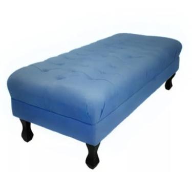 Imagem de Puff 100CM Retangular Retrô Capitonê Luiz XV Para sala de estar quarto (AZUL TURQUESA,Corino)
