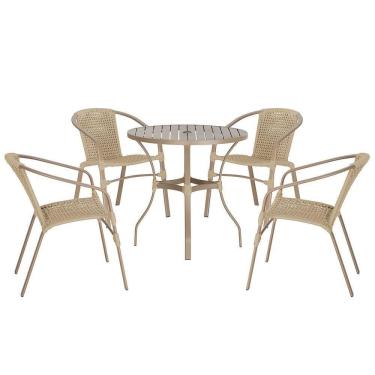 Imagem de 04 Cadeiras Floripa E Mesa Roma 100cm Fendi Trama Rami