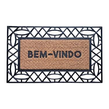 Imagem de Capacho De Borracha Frame E Fibra De Coco 45x75cm - Uzzo - Frame Losangos