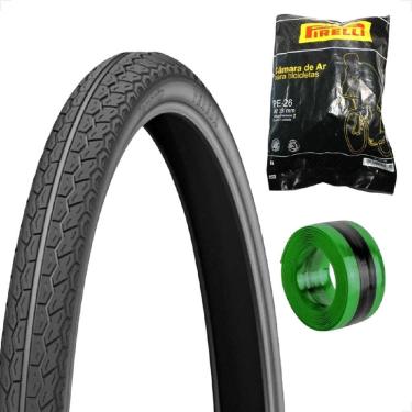 Imagem de Pneu bicicleta bike Levorin Vereda aro 26 x 1.1 / 2x2 monark caloi + camara pirelli + fita antifuro