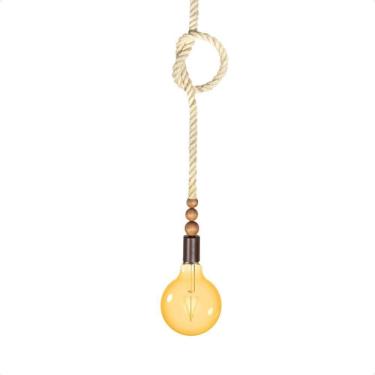 Imagem de Lustre Pendente Blumenau Sailor Madeira Corda Sisal E27 Bivolt