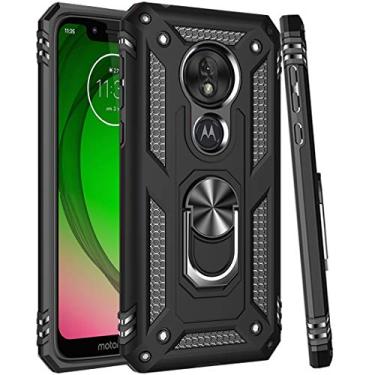 Imagem de Zoeirc Capa para celular Moto G7 Play/Moto G7 Optimo (XT1952DL), [grau militar] Suporte magnético para anel de carro com suporte de suporte, capa protetora para Motorola Moto G7 Play (preto)