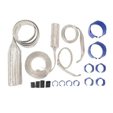 Imagem de CHEOTIME Kit de manga de mangueira de radiador, kit universal de mangueira flexível de aço inoxidável à prova de alta pressão resistente ao calor extremo para mangueiras de radiador de veículos (azul)