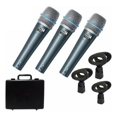 Imagem de Kit 3 microfones dinâmico profissional mxt