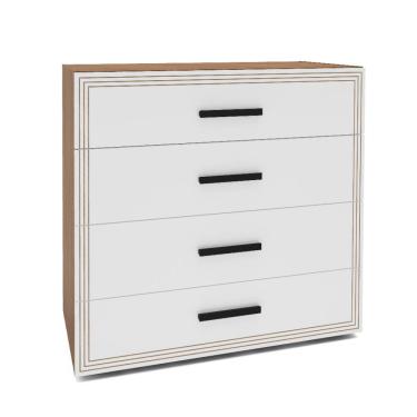 Imagem de Cômoda Valência 4 Gavetas Branca e Freijó