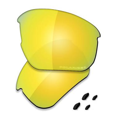 Imagem de SAUCER Lentes de reposição premium e protetores de nariz para Oakley Flak Beta OO9363 | Óculos de sol Flak Beta Low Bridge Fit OO9372 High Defense - Ouro 24K polarizado