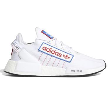 Imagem de adidas Tênis de corrida masculino NMD_r1 Stlt Primeknit, Nuvem branco/escarlate/azul, 9.5