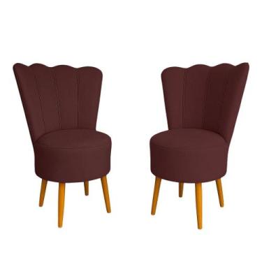 Imagem de Kit 2 Cadeiras Decorativa Pétala Veludo Luxo Premium Pés Retrô Palito 
