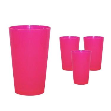 Imagem de Kit 4 Copos Cancun Rosa Neon 320Ml Plástico Premium