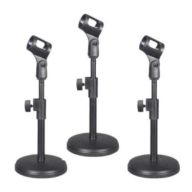 Imagem de KIT 3 Suporte Pedestal Mesa Tripé P/ Microfones Base de Mesa - S.A Mus