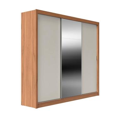 Imagem de Guarda-Roupa Casal com Espelho Montclair Flex 3 Portas 6 Gavetas Canela e Off White