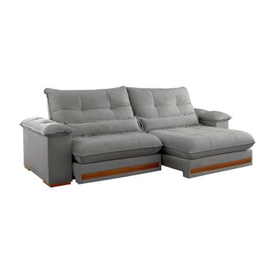 Imagem de Sofá 3 Lugares Retrátil e Reclinável Qatar Linho Cinza 200 cm