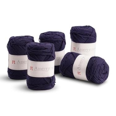 Imagem de Conjunto de 5 novelos Hamanaka Amerry, peso médio, 70% lã merino da Nova Zelândia, 30% mistura acrílica, fio macio e fácil de tricotar para tricô e crochê, feito no Japão (Col. 17)