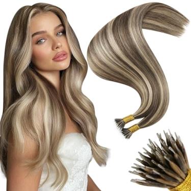 Imagem de Moresoo Extensões De Cabelo Nano Tip, Cabelo Humano, Castanho Escuro E Loiro Caramelo, Balayage, Extensões De Cabelo Nano Hair, Cabelo Humano, 16 Polegadas, Extensões De Cabelo Nano Bead, Marrom Omb