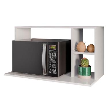 Imagem de Suporte Micro-ondas Forno Armário Aéreo 80cm 2 Prateleiras Maya M24 Branco - Mpozenato
