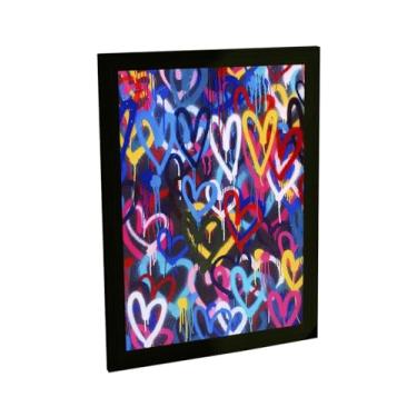 Imagem de Quadro Decorativo Grafite Corações Arte De Rua Banksy Decoração Poster Quarto Sala