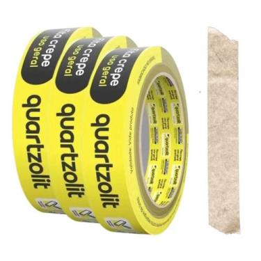 Imagem de Kit 3un Fita Crepe Pintura Uso Geral Branco Quartzolit Tamanhos, 24mm 