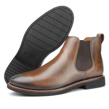 Imagem de Bota Botina Chelsea Masculina de Couro Cano Curto Whisky 103 - Galozé,