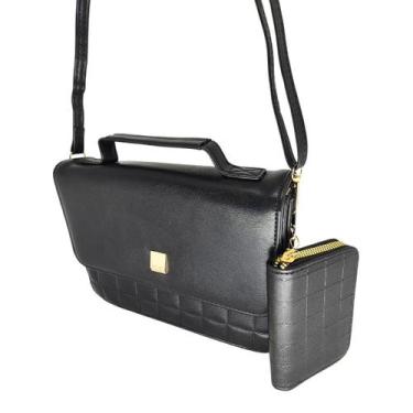 Imagem de Bolsa feminina tiracolo transversal com carteira premium - Glamour, Pr