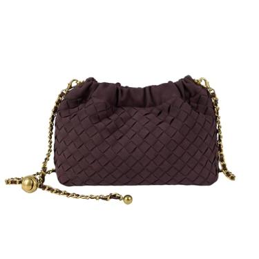 Imagem de Joryin Bolsa tiracolo feminina de tecido e bolsa de noite, bolsa de mão de bolinho moderna e bolsa de ombro Hobo Cloud clutch moderna, Tecido de camurça-vinho, Compact