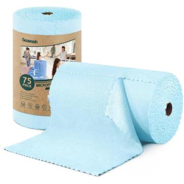 Imagem de Rolo de pano de limpeza de microfibra SOOWASH 75, pacote 30x30cm, azul