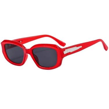 Imagem de VFDHN Óculos de sol retrô fashion punk feminino masculino clássico vintage uv400 óculos de sol para festa ao ar livre (vermelho)