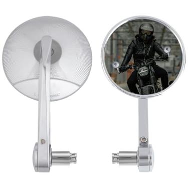 Imagem de Espelhos de extremidade de barra de motocicleta 10 cm maiores 7/8" (22 mm) espelhos laterais redondos cromados compatíveis com Z900RS Z650RS Vulcan S Eliminator SV650 XSR700 XSR900 CB750 Sportster