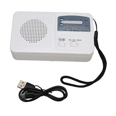 Imagem de Rádio com manivela manual alimentado por energia solar, rádio com manivela de alarme AM FM para emergências de acampamento (branco)