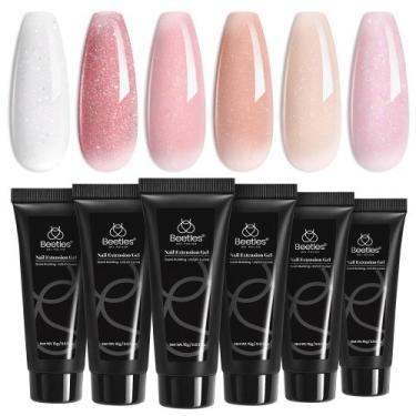 Imagem de Conjunto de gel de poliéster para unhas besouros Nude Pink Glitter 6 c