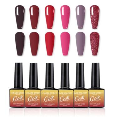 Imagem de Esmalte de gel, 6 kits de cores, esmalte de gel brilhante de longa duração, conjunto de esmaltes de gel profissional para unhas de salão de beleza DIY para iniciantes