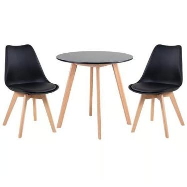 Imagem de Kit - Mesa Redonda Leda 80 Cm Preto + 2 Cadeiras Estofadas L