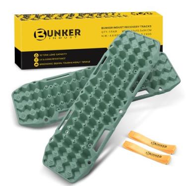 Imagem de BUNKER INDUST placas de tração off-road, par de trilhas de recuperação tapete de tração para lama de jipe, areia, pastilhas de tração de neve - dispositivo de tração de pneu de emergência verde