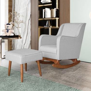 Imagem de Poltrona De Amamentação Aquila Com Puff Bebê Completo, Cinza