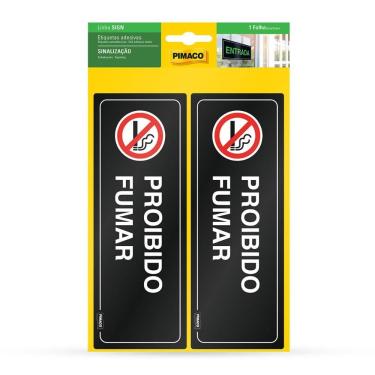 Imagem de Etiqueta sinalização Proibido Fumar 6,7x18,5cm - Pimaco