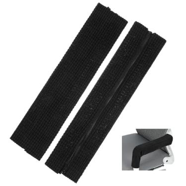 Imagem de Classicseali 2 peças de capas de descanso de braço para cadeira de escritório, capas de apoio de braço de cadeira de escritório com zíper, almofadas de braço para cadeiras elásticas, capa preta para