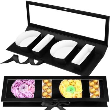 Imagem de AceOrbit Gigi caixa de presente vazia papai avó caixa de papelão em forma de carta caixas de flores com tampa caixas de texto preenchíveis Natal dia das mães presente decorativo para chocolate (preto)