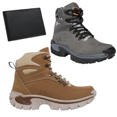 Imagem de Kit Botas Coturno Adventure Masculino Couro Legitimo!-Masculino