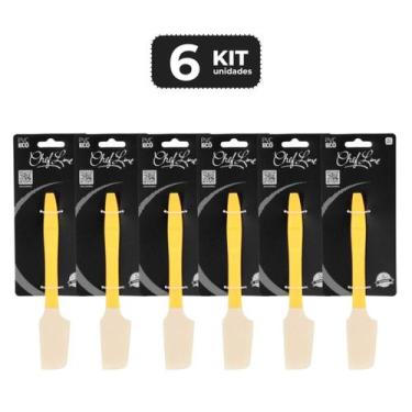 Imagem de Kit 6 espatula raspadora de silicone e abridor lata 18cm - Chef Line