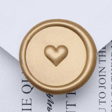 Imagem de Adesivos Wax Seal UNIQOOO 3D Heart Wedding 50 unidades em ouro claro