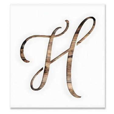 Imagem de STENCILAIR Letra cursiva grande escrita H 28 cm x 21,6 cm Estêncil de artesanato para scrapbooking e pintura de aerógrafo