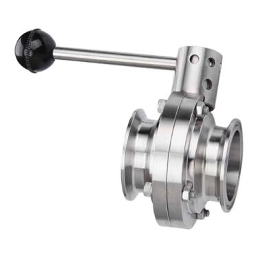 Imagem de KiBcsLic Válvula borboleta com puxador para equipamentos de cerveja caseira, fácil limpeza, manual, à prova de vazamentos, para alimentos e bebidas, 38mm