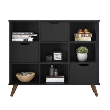 Imagem de Nicho Organizador Retro Preto com 3 Gavetas Pretas - Qmovi